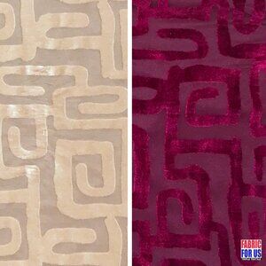 Greek Key Burnout Velvet Pre-Classic Burgundy / Beige 58"/60" Wide